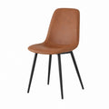 Chaise de salle à manger marron en similicuir PU avec pieds en acier noir 86 x 45 x 55 cm