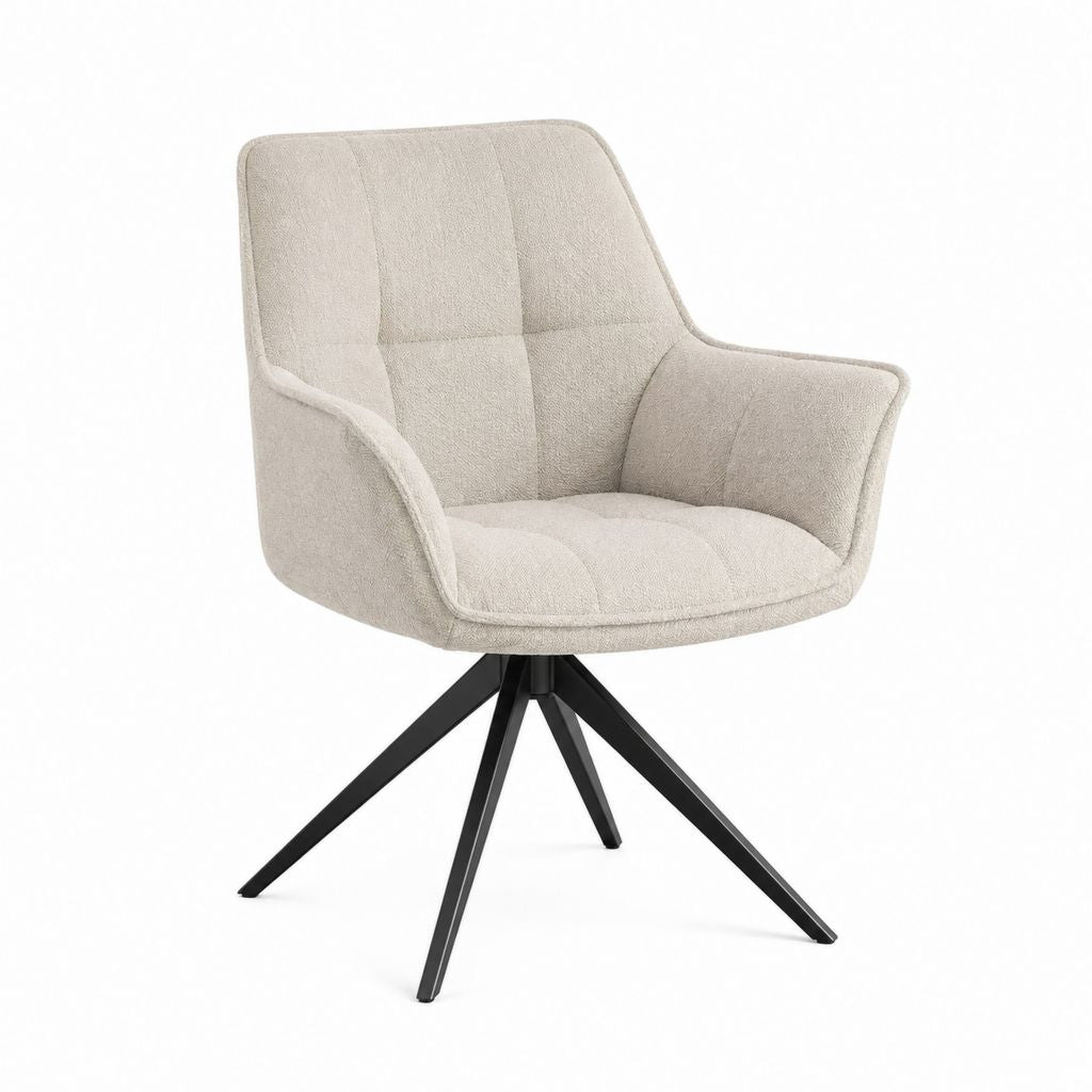 Chaise de salle à manger pivotante beige en polyester avec pieds en acier 84 x 60 x 63 cm
