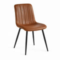 Chaise de salle à manger marron en cuir PU avec pieds en acier 45 x 54 x 88 cm
