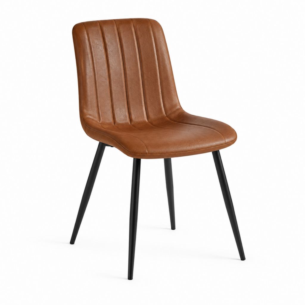 Chaise de salle à manger marron en cuir PU avec pieds en acier 45 x 54 x 88 cm