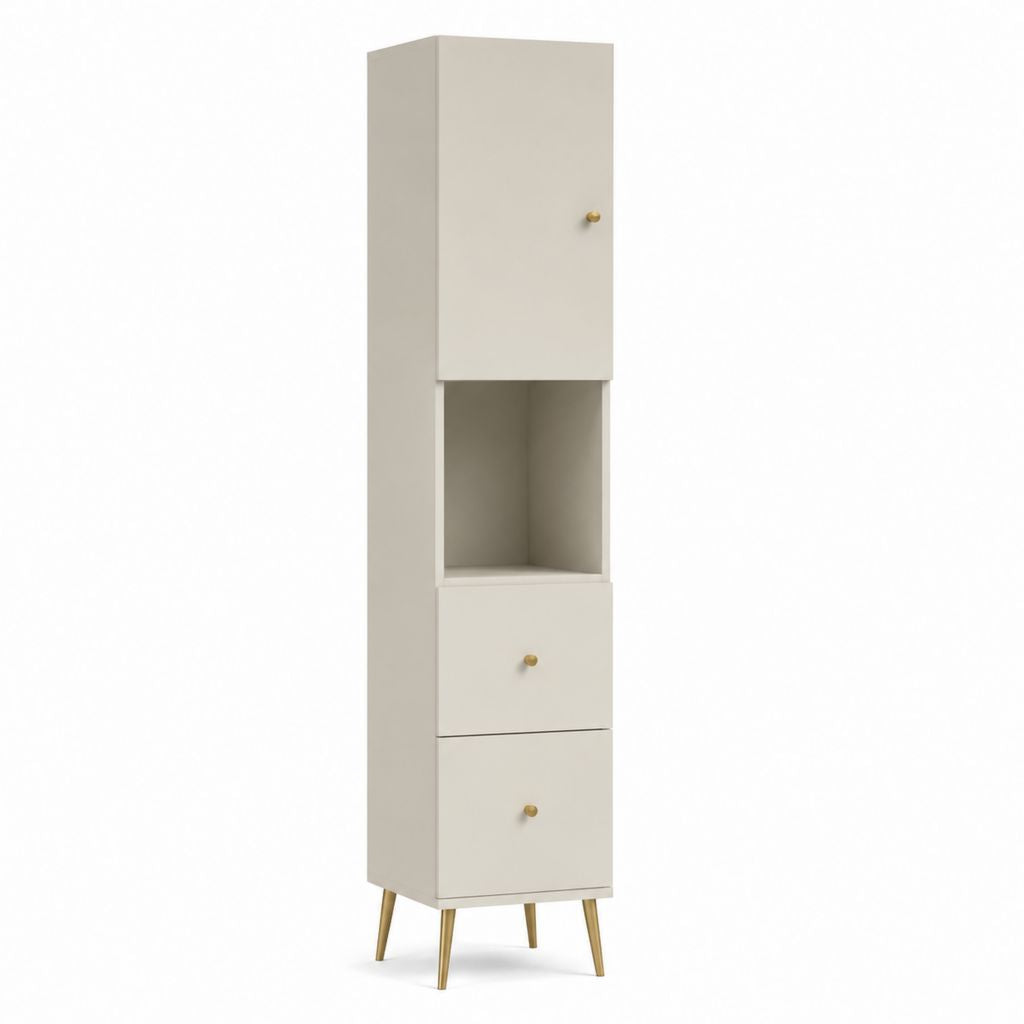 Colonne de rangement cuisine beige en panneaux de particules 180 x 40 x 40 cm