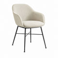 Chaise de salle à manger avec accoudoirs beige en polyester et acier noir 82 x 58 x 61 cm