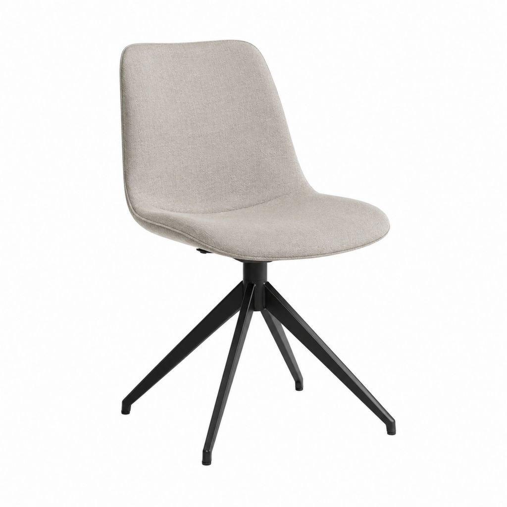 Chaise de salle à manger pivotante beige en polyester et acier 48 x 56 x 84 cm