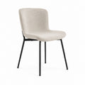 Chaise de salle à manger beige en polyester bouclé à dossier arrondi 48 x 56 x 83 cm