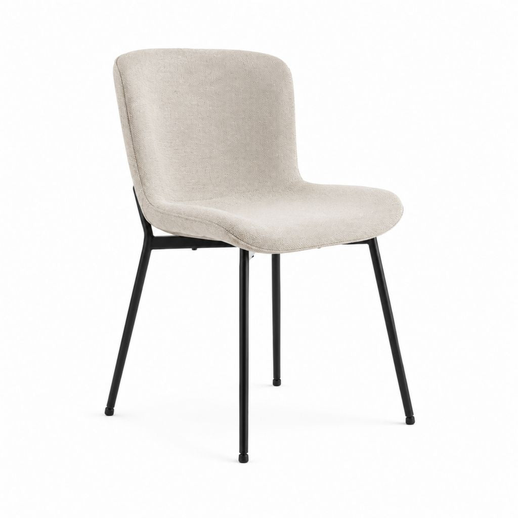 Chaise de salle à manger beige en polyester bouclé à dossier arrondi 48 x 56 x 83 cm