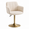 Chaise de salle à manger pivotante réglable beige en polyester bouclé avec piètement acier doré 60 x 61 x 83-103 cm