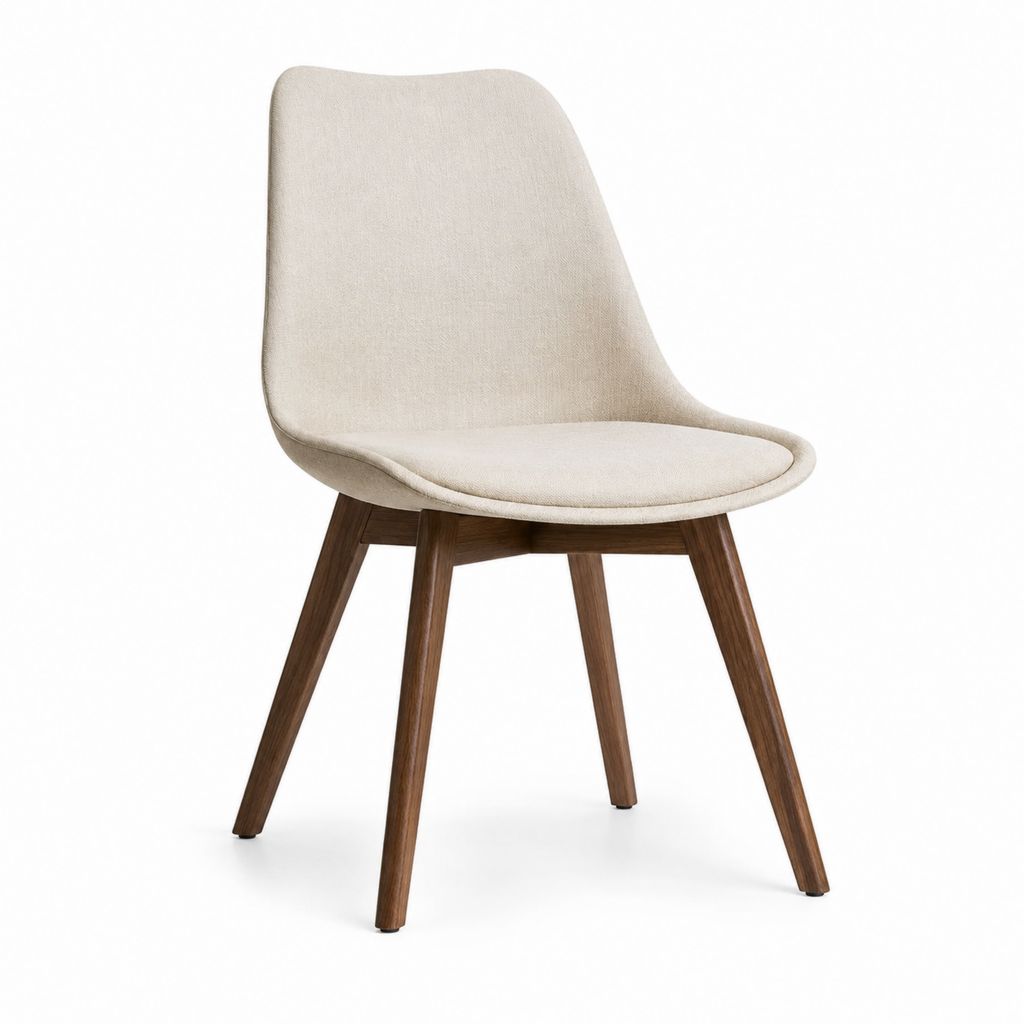 Chaise de salle à manger beige en polyester et hévéa massif 48 x 56 x 84 cm