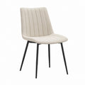 Chaise de salle à manger beige en polyester avec pieds en acier 47 x 55 x 85 cm