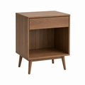 Table de chevet 1 tiroir avec niche noyer MDF plaqué rectangulaire 45 x 40 x 60 cm