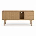 Meuble TV en chêne naturel avec portes rainurées 160 x 40 x 75 cm