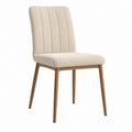 Chaise de salle à manger beige en polyester et bois massif 48 x 61 x 90 cm