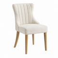 Chaise de salle à manger beige en polyester bouclette avec pieds en bois massif 52 x 62 x 95 cm