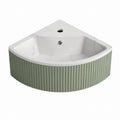 Lavabo d'angle suspendu vert et blanc en céramique effet marbre 60 x 60 x 20 cm