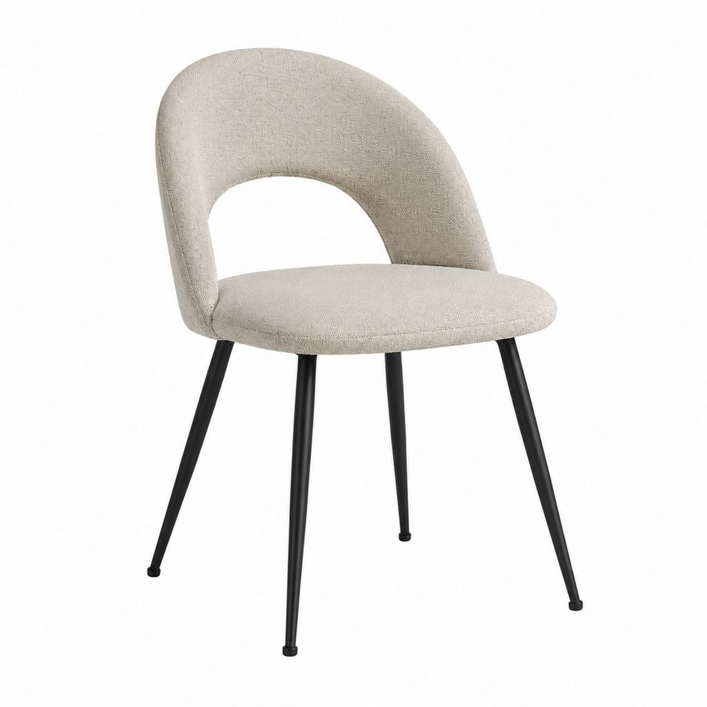 Chaise de salle à manger beige en polyester forme arrondie 55 x 57 x 78 cm